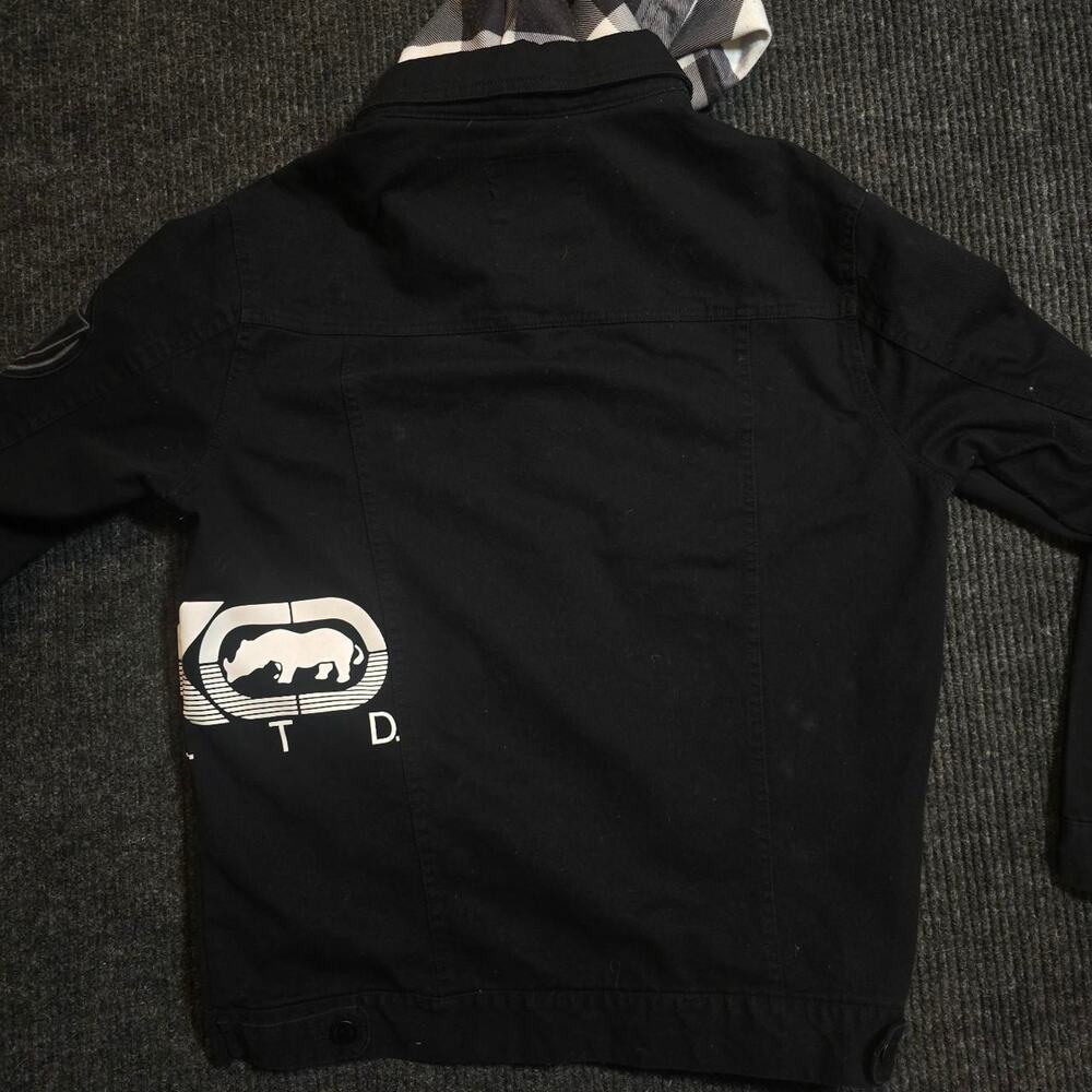 Ecko Unltd black denim jacket with hood Size M - Picture 4 of 5